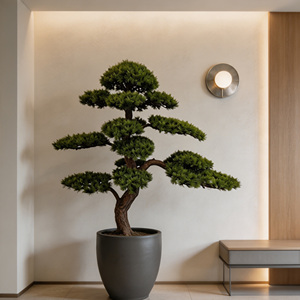 Bonsai Artificiale di Pino a Foglia Corta, Stile Cinese, Finto Pino Sempreverde per Decorazione Casa, Ufficio, Giardino e Patio - Product Image 4
