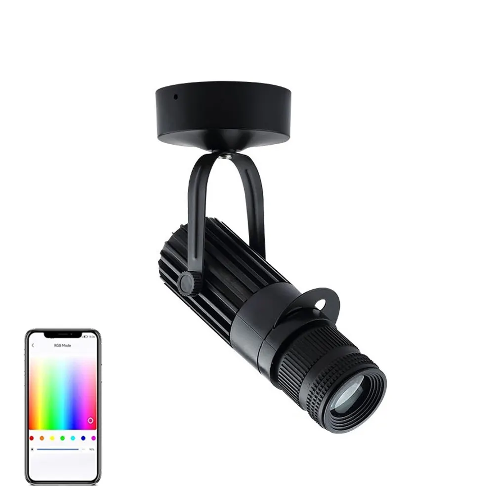 Focos de pista de color WIFI inteligente de 12W Ajustables RGB cambio de color LED focos de enfoque ajustable luces de pista de estudio de baile