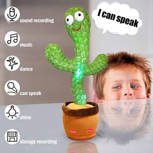 Juguetes de cactus bailando repetir canciones en inglés juguetes de cactus de peluche juguete de peluche de cactus parlante con luz LED para niños - Product Image 4