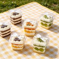 Boîte à gâteau carrée avec couvercle et base personnalisés, boîte d'emballage de dessert en plastique transparente de luxe en deux parties