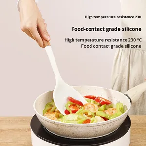 Ensemble d'ustensiles de cuisine antiadhésifs 10 pièces avec manche en bois, nouvelle spatule de cuisson en silicone PC, cuillère et ensemble d'ustensiles de cuisine - Product Image 2