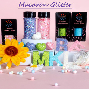 Purpurina gruesa naranja holográfica con forma de hexágono y lentejuela tipo macaron para globos de nieve, vasos, manualidades, resina, festivales, uñas, slime y decoración con efecto rosa - Product Image 1