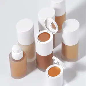 Concealer Krim 2 Dalam 1 Riasan Sempurna 14 Warna Foundation Cair Label Pribadi Cakupan Penuh Fondasi Tahan Lama dengan Cermin