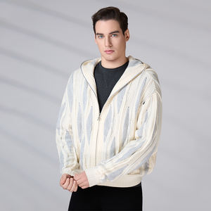 Fabricante de prendas de punto, chaquetas con capucha y cremallera personalizadas para otoño e invierno, tops casuales para exteriores, cárdigan de punto para hombre - Product Image 4