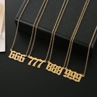 Collar de número de Ángel de acero inoxidable chapado en oro de 18K para mujer, joyería personalizada de alta calidad, sin deslustrar, resistente al agua, venta al por mayor