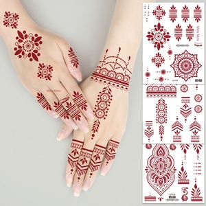 Autocollant de <span class=keywords><strong>tatouage</strong></span> temporaire au henné de marque privée, style ethnique, forme géométrique, pour visage, corps et <span class=keywords><strong>bras</strong></span>, en papier transfert à l'eau - Product Image 1