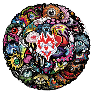 50 feuilles d'autocollants gothiques personnalisés en vinyle imperméable, motif œil mystérieux psychédélique, pour skateboards, casques, ordinateurs portables - Product Image 1