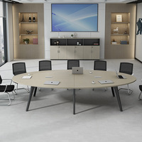 Table de conférence ovale minimaliste moderne avec boîte de gestion des câbles, ensemble de mobilier de bureau fabriqué en Chine pour les entreprises