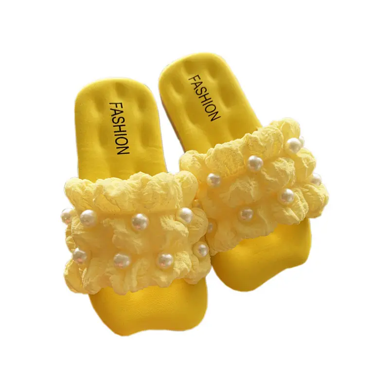 Children's slippers new princess fairy wind soft bottom anti-slip dress Joker casual Pearl girl sandals