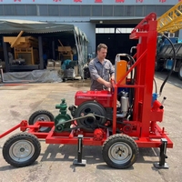 Foreuse hydraulique rotative portable pour puits d'eau, prix direct usine, 200m, 75-300mm, sur remorque, moteur diesel, boîte de vitesses, garantie 1 an