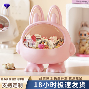 Cartoon Rabbit Hair Clip Storage Box Large Capacity Plastic Organizer For Desk With Cute Design And Transparent Lid - Product Image 4