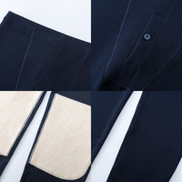 Pantalon en cachemire de soie monocouche pour homme, automne/hiver, doublé polaire épais, thermique, extensible, respirant, avec empiècements aux genoux