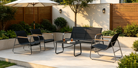Ensemble de chaises de jardin modernes en acier noir, design nouveau, multifonctionnel, durable, avec table basse