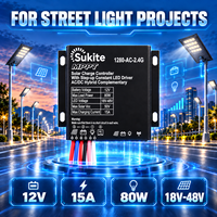 Contrôleur de charge solaire intelligent AC/DC avec MPPT 1280-AC-2.4G 12V 15A 80W avec capteur de lumière intégré