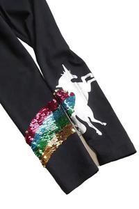 Pantaloni Skinny per Bambine con Paillettes e Stampa Arcobaleno Unicorno in Lamina, <span class=keywords><strong>Leggings</strong></span> Neri - Product Image 2