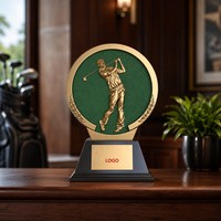 Trophée de golf personnalisé, figurine de golfeur 3D en métal avec base en bois pour prix de tournoi de golf