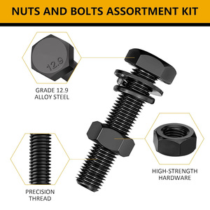 Hex Head Cap Bolt Nut Washer Assortment Kit 432 Pieces Grade 12.9 Din933 Alloy Steel <b>Fastener</b> Set - Product Image 3