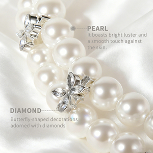 สายนาฬิกาไข่มุกหรูหราสำหรับสุภาพสตรี ขนาด 16 มม. สาย OEM สำหรับนาฬิกาขนาด 38 มม./42 มม. พร้อมสายรัดแบบผีเสื้อประดับคริสตัล - Product Image 3