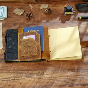 Cuaderno de Estilo Retro Nostálgico, Hecho a Mano, con Patrón Grabado en Cuero, Cuerda para Atar, Papel Kraft - Product Image 4