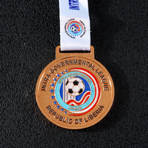 Medalla de metal personalizada Boyao para el torneo intergubernamental de la República de Liberia, premios de 50g - Product Image 1
