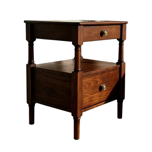 Premium Solid Wood Nightstand French Vintage Spindle <b>Legs</b> 2 Drawer Storage Bedroom Furniture Stable Bedside End <b>Table</b> - Product Image 1