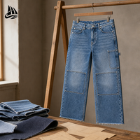 QIFAN Jeans personnalisés pour hommes, coupe baril, bleu délavé, style vintage streetwear, fabricant OEM ODM