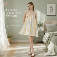 Robe de nuit sans manches rayée ample pour femme, idéale pour l'été et les soirées, vente en gros B2B sous marque privée