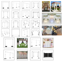 Arche de mariage réglable et robuste en alliage d'aluminium, support de toile de fond rétractable pour décoration de mariage