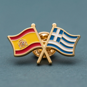 Pin de Solapa Personalizado con Bandera de España y Grecia, Insignia Esmaltada de la Amistad, Souvenirs Nacionales Palestinos, Venta al por Mayor para Todos los Países - Product Image 1