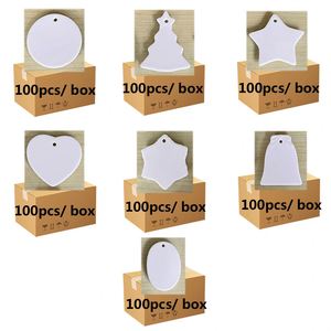 Ornements de Noël vierges en céramique pour sublimation, ronds, pour l'artisanat de Noël - Product Image 2