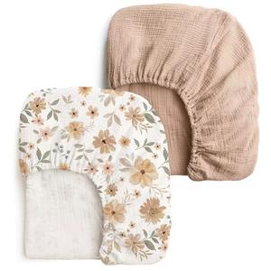 Paquete de 2 Sábanas de Algodón Natural Suaves y Transpirables para Colchón de Bebé 360 °   Sábanas Ajustables Estándar de Muselina para Cuna - Product Image 3