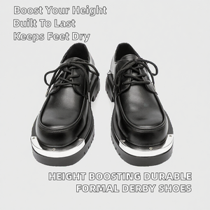 Chaussures habillées Derby pour hommes en EVA, à lacets, durables, à bout fermé, respirantes, antidérapantes, à semelle épaisse, augmentant la taille, pour l'hiver - Product Image 2