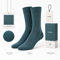 Chaussettes pour hommes en coton et élasthanne, tricot côtelé fin, couleur turquoise pierre, avec talon et bout renforcés, tailles personnalisées