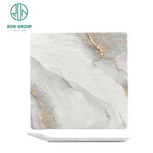 Vaisselle en mélamine blanche personnalisée moderne, assiette carrée pour dessert, salade, dîner, service pour la maison, <span class=keywords><strong>restaurant</strong></span>, couverts - Product Image 6