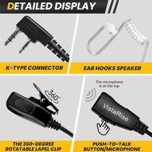 Écouteur acoustique à tube d'air de type K à 2 broches avec micro de gorge, pour radios Baofeng Kenwood Retevis Pxton Wouxun - Product Image 4