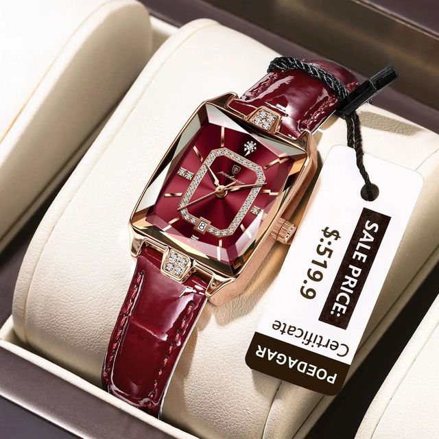 POEDAGAR 785 High Quality Women Wristwatch Waterproof Date Rectangle Watch For Woman Leather Quartz Women Watches