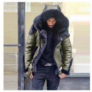 Veste courte zippée avec capuche en simili cuir doublée de polaire épaisse et doublée de <span class=keywords><strong>fourrure</strong></span> pour <span class=keywords><strong>homme</strong></span>, tailles asiatiques, taille petite, Sehe Fashion - Product Image 5