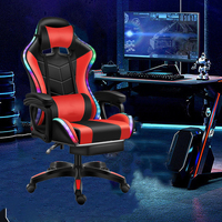 Chaise de Gaming en cuir PU pour ordinateur, fauteuil de Gamer, fait à la main, rvb, lumières et haut-parleurs, offre spéciale