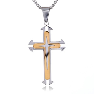 สร้อยคอแฟชั่นสไตล์วินเทจแบบครอสสำหรับทุกเพศ  วัสดุสแตนเลส  สำหรับผู้ชาย  สไตล์ฮิปฮอป  แบบหลายชั้น  พร้อมจี้รูปสัญลักษณ์ทางศาสนา  ขายส่ง - Product Image 1