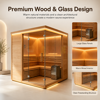 Cabine de sauna modulaire moderne autoportante en bois et verre pour la maison, l'hôtel, le spa et les projets de bien-être