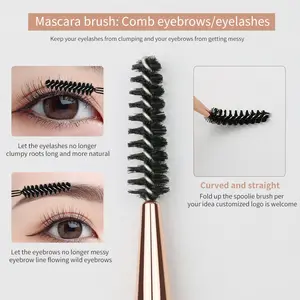 Custom Logo Wood Double End Professional Angled Eye Brow Brush Mini Eyelash Brush Comb