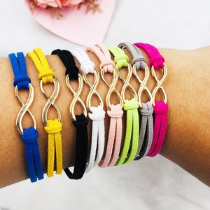 Fabricant fait à la main argent or <span class=keywords><strong>signe</strong></span> de l'<span class=keywords><strong>infini</strong></span> <span class=keywords><strong>bracelet</strong></span> à breloques en cuir suédé cordon de corde <span class=keywords><strong>bracelet</strong></span> à breloques <span class=keywords><strong>infini</strong></span> pour femmes - Product Image 6