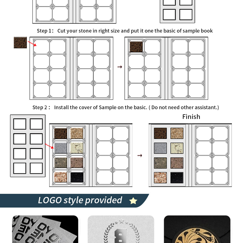 Tile Sample Board Packaging Factory Custom Mosaic Marble Display Folder Catalog Ceramic Granite Quartz Stone Plastic Sample Book