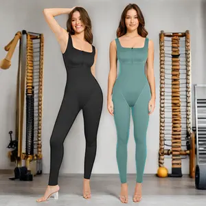 2023 Dames Plus Size Één Stuk Bodycon Gym Yoga Jumpsuit Casual Naadloos Gebreide Spandex Fitness Playsuit Groothandel