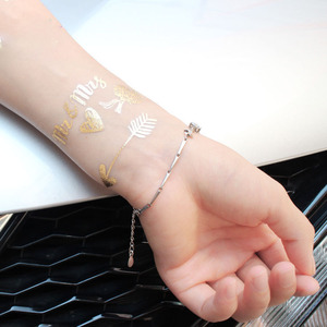 Tatuaje Temporal Metálico Personalizado para Novia <span class=keywords><strong>de</strong></span> Boda Dorada, Arte Corporal, Tatuaje Adhesivo Estampado en Caliente con Lámina Dorada y Plateada - Product Image 2