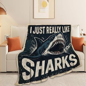 Deep Sea Fierce Shark Flannel <b>Blanket</b> <b>Throw</b> <b>Blanket</b> Nap <b>Blanket</b> Fade Resistant Lightweight for Home Office Nap Custom Print - Product Image 3