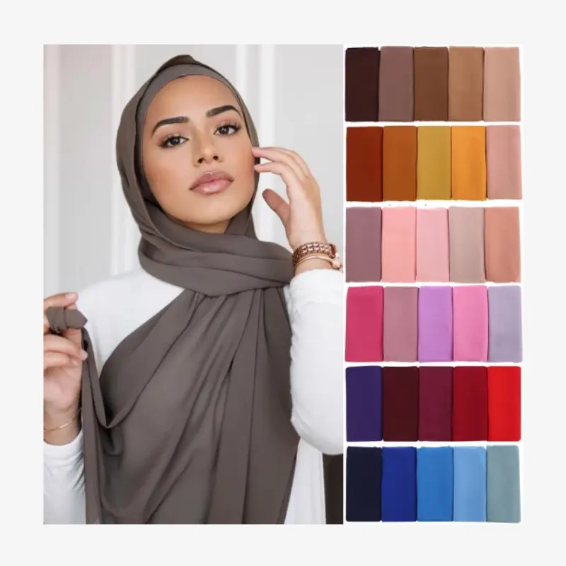 Zandy OEM חיג 'אב En מוסלין דה Soie שיפון תורכי Hijabs לנשים