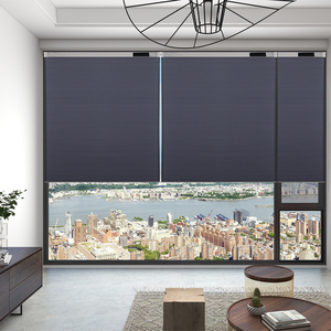 ستائر كهربائية مربعة بتصميم خلية النحل، ستائر نهارية وليلية للحماية من الشمس لغرف النوم، ستائر تعتيم بتصميم خلية النحل باللون الأسود - Product Image 1