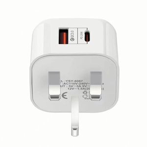 20W A+<b>C</b> Dual Usd Power <b>Adapter</b> UK <b>Plug</b> Fast Charging Cell Phone Charger - Product Image 2