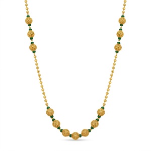 Collar Mala Antiguo de Plata 925 con Detalles de Cuentas Verdes, Cadena Larga Tradicional, Joyería de Regalo de Boda Hindú para Mujer - Product Image 1